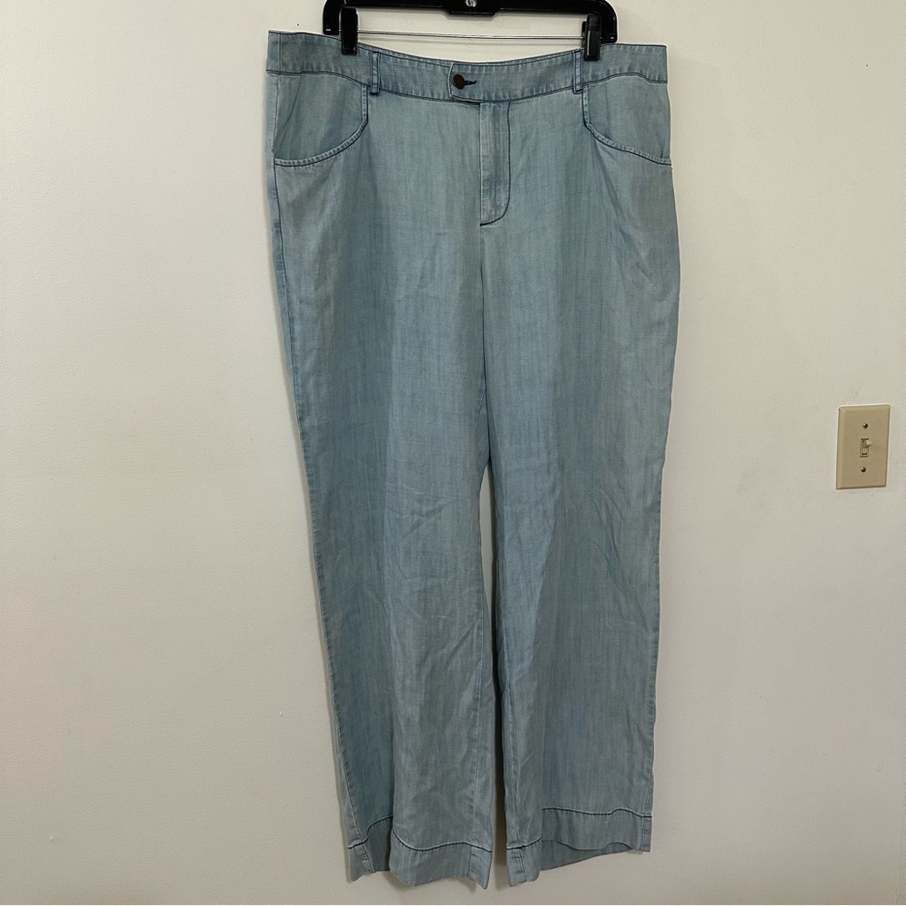 Soft Surroundings‎ Women’s 100% Tencel Lyocell Wide Leg Light Wash Jeans Size 16